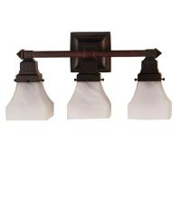 Meyda Blue 26310 - 18&#34;W Bungalow White Alabaster Swirl 3 LT Vanity Light
