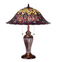 Meyda Blue 26666 - 25&#34;H Tiffany Peacock Feather Table Lamp