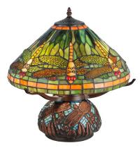 Meyda Blue 26681 - 17"H Tiffany Dragonfly w/Tiffany Mosaic Base Table Lamp