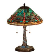Meyda Blue 26682 - 21"H Tiffany Dragonfly w/ Twisted Fly Mosaic Base Table Lamp