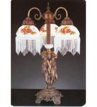 Meyda Blue 27085 - 24&#34;H Rose Bouquet 3 Arm Fringed Accent Lamp