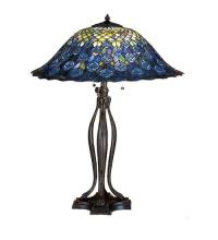 Meyda Blue 28504 - 30&#34;H Tiffany Peacock Feather Table Lamp
