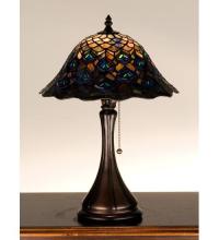 Meyda Blue 28568 - 18&#34;H Tiffany Peacock Feather Accent Lamp