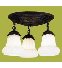Meyda Blue 30543 - 12&#34; Wide White Puffy Rose 3 Light Semi-Flushmount