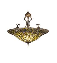 Meyda Blue 30993 - 24&#34;W Tiffany Lotus Leaf Inverted Pendant
