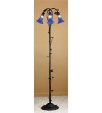Meyda Blue 31333 - 58&#34; High Blue Tiffany Pond Lily 3 Light Floor Lamp