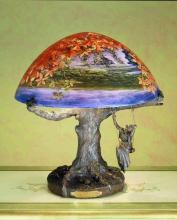 Meyda Blue 32108 - 15&#34;H Maxfield Parrish Reveries Reverse Painted Table Lamp