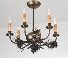 Meyda Blue 38330 - 18&#34;W Woodland Pine 6 LT Chandelier