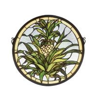 Meyda Blue 48550 - 16&#34;W X 16&#34;H Welcome Pineapple Stained Glass Window