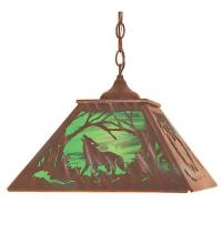 Meyda Blue 48727 - 16&#34; Square Wolf on the Loose Pendant