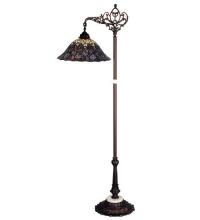 Meyda Blue 65840 - 61&#34;H Tiffany Peacock Feather Bridge Arm Floor Lamp