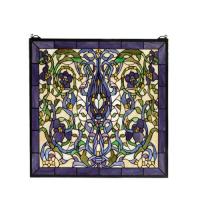 Meyda Blue 66280 - 22&#34;W X 22&#34;H Floral Fantasy Stained Glass Window