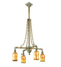 Meyda Blue 67330 - 26&#34;W Craftsman Favrile 4 LT Chandelier