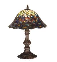 Meyda Blue 67885 - 16.5&#34;H Tiffany Peacock Feather Accent Lamp