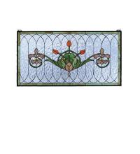 Meyda Blue 68018 - 36&#34;W X 19&#34;H Tulip & Fleurs Stained Glass Window