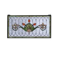 Meyda Blue 68019 - 26&#34;W X 14&#34;H Tulip & Fleurs Stained Glass Window