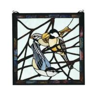 Meyda Blue 68387 - 18&#34;W X 18&#34;H Backyard Friends Stained Glass Window