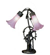 Meyda Blue 68596 - 17&#34; High Pink Pond Lily 2 Light Trellis Girl Table Lamp