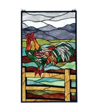 Meyda Blue 69398 - 19&#34;W X 31&#34;H Rooster Stained Glass Window