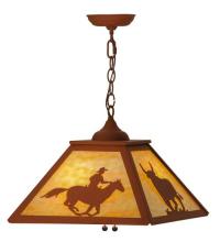Meyda Blue 74033 - 16&#34;Sq Cowboy & Steer Pendant