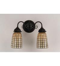 Meyda Blue 74058 - 14.5&#34; Wide Geometric Beige 2 LT Wall Sconce