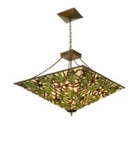 Meyda Blue 81067 - 26&#34; Square Acorn & Oak Leaf Inverted Pendant