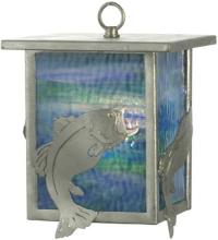 Meyda Blue 81118 - 8&#34;W Leaping Bass Lantern Mini Pendant
