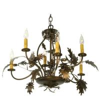 Meyda Blue 81244 - 28&#34;W Oak Leaf & Acorn 6 LT Chandelier