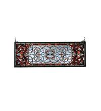 Meyda Blue 98059 - 28&#34;W X 10&#34;H Versaille Transom Stained Glass Window