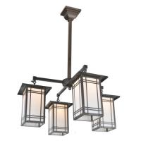 Meyda Blue 99493 - 33&#34; Square Prairie Mission 4 Light Chandelier