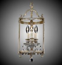 American Brass & Crystal LT2208-A-10W-PI - 3 Light 8 inch Lantern with Clear Curved glass & Crystal