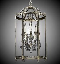 American Brass & Crystal LT2224-A-07G-ST - 6+6 Light 24 inch Lantern with Clear Curved glass & Crystal