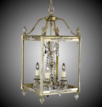 American Brass & Crystal LT2413-A-03G-ST - 4 Light 13 inch Square Lantern with Crystal and Glass