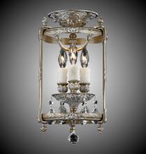 American Brass & Crystal LTFM2208-OLN-02G-PI - 3 Light 8 inch Semi-Flush Lantern with Clear Curved glass & Crystal