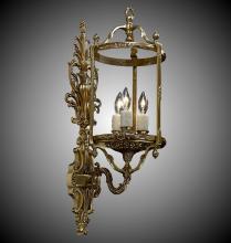 American Brass & Crystal WS2184-02G-PI - 3 Light 8 inch Lantern Wall Sconce with Clear Curved Glass