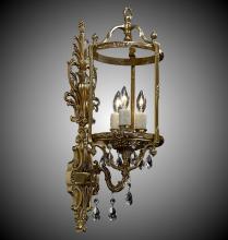 American Brass & Crystal WS2284-A-01G-ST - 3 Light 8 inch Lantern Wall Sconce with Clear Curved glass & Crystal