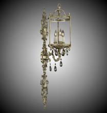 American Brass & Crystal WS2287-A-07G-PI - 3 Light 8 inch Extended Lantern Wall Sconce with Clear Curved glass & Crystal
