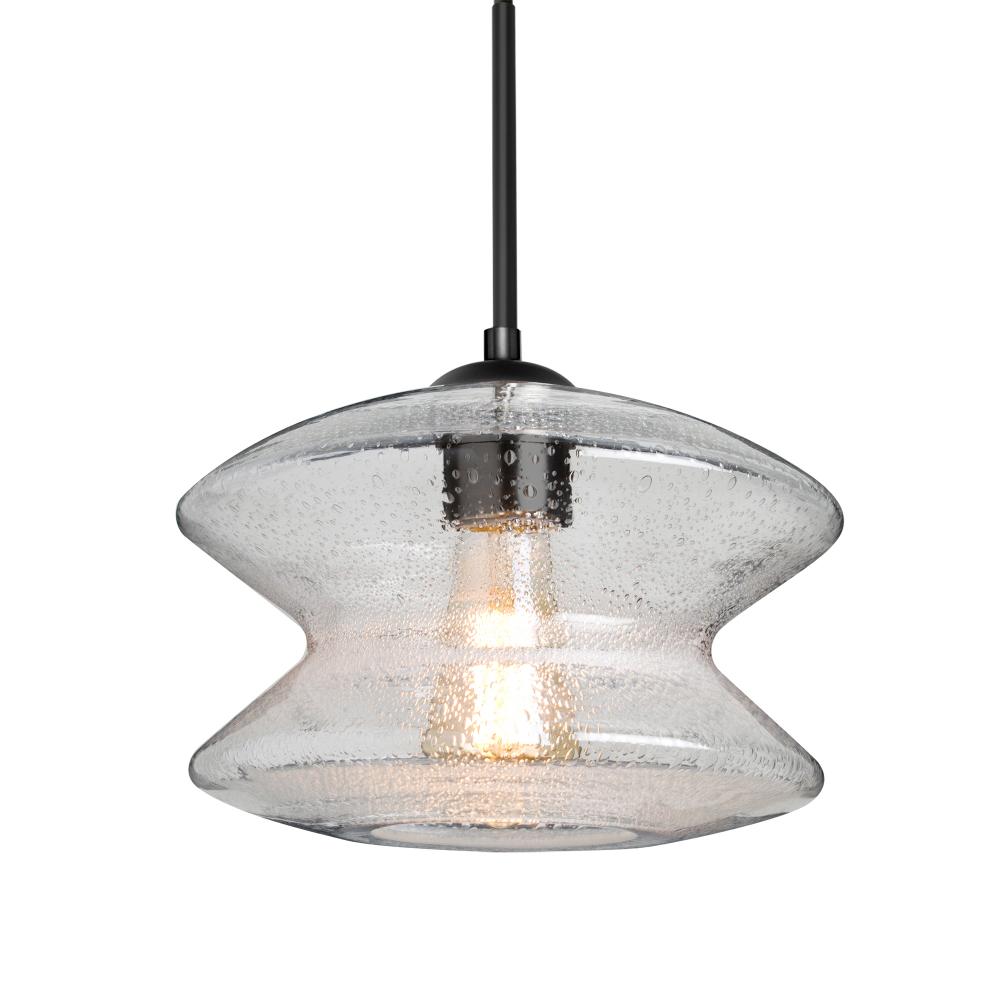 Besa, Zen Cord Pendant, Clear Bubble, Black Finish, 1x8W LED Filament