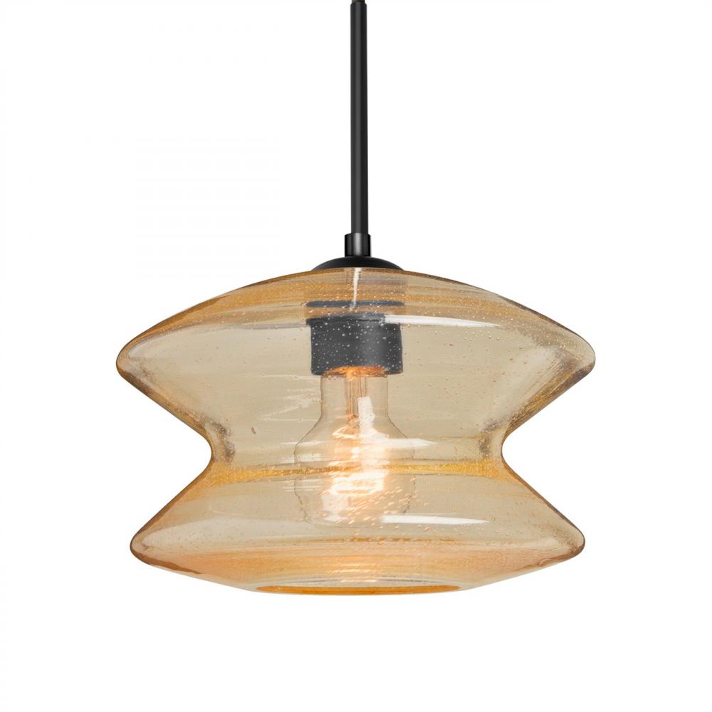 Besa, Zen Cord Pendant, Gold Bubble, Black Finish, 1x8W LED Filament