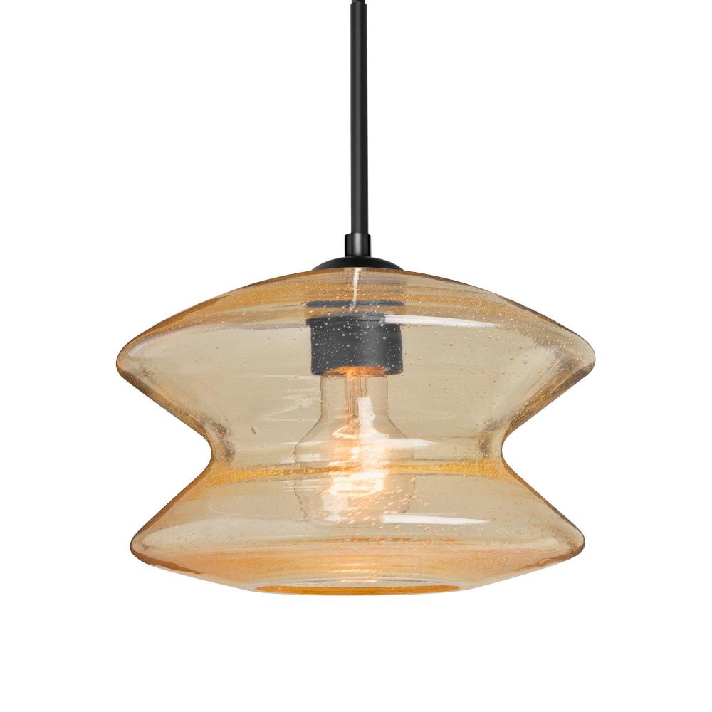 Besa, Zen Cord Pendant, Gold Bubble, Black Finish, 1x8W LED Filament