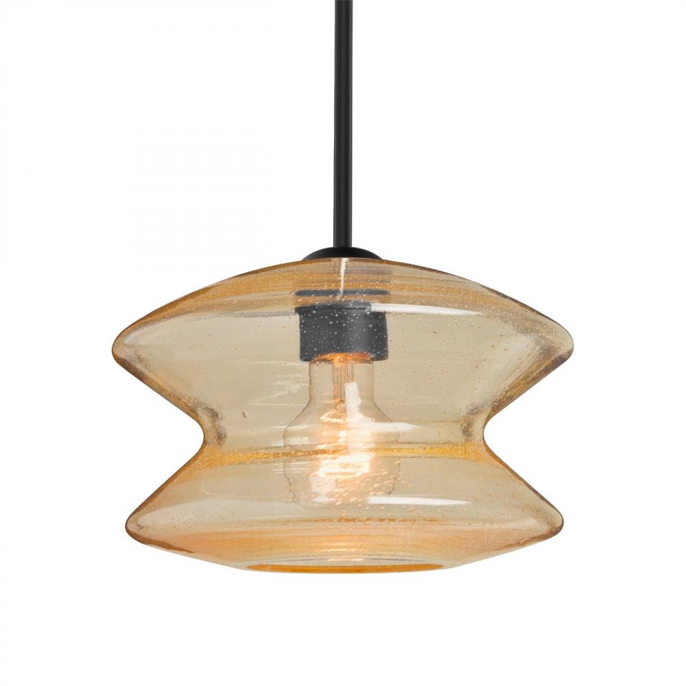 Besa, Zen Stem Pendant, Gold Bubble, Black Finish, 1x8W LED Filament