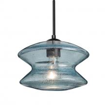 Besa Lighting 1JC-ZENBL-EDIL-BK - Besa, Zen Cord Pendant, Blue Bubble, Black Finish, 1x8W LED Filament