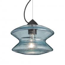 Besa Lighting 1KX-ZENBL-EDIL-BK - Besa, Zen Cable Pendant, Blue Bubble, Black Finish, 1x8W LED Filament