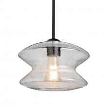 Besa Lighting 1TT-ZENCL-EDIL-BK - Besa, Zen Stem Pendant, Clear Bubble, Black Finish, 1x8W LED Filament