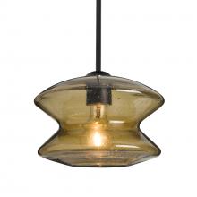 Besa Lighting 1TT-ZENLT-EDIL-BK - Besa, Zen Stem Pendant, Latte Bubble, Black Finish, 1x8W LED Filament