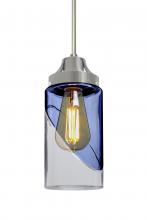 Besa Lighting 1JT-BLINKBL-EDIL-SN - Besa, Blink Cord Pendant, Trans. Blue/Clear, Satin Nickel Finish, 1x4W LED Filament