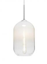 Besa Lighting 1JT-OMEGA12WH-EDIL-SN - Besa, Omega 12 Cord Pendant, White/Clear, Satin Nickel Finish, 1x4W LED Filament