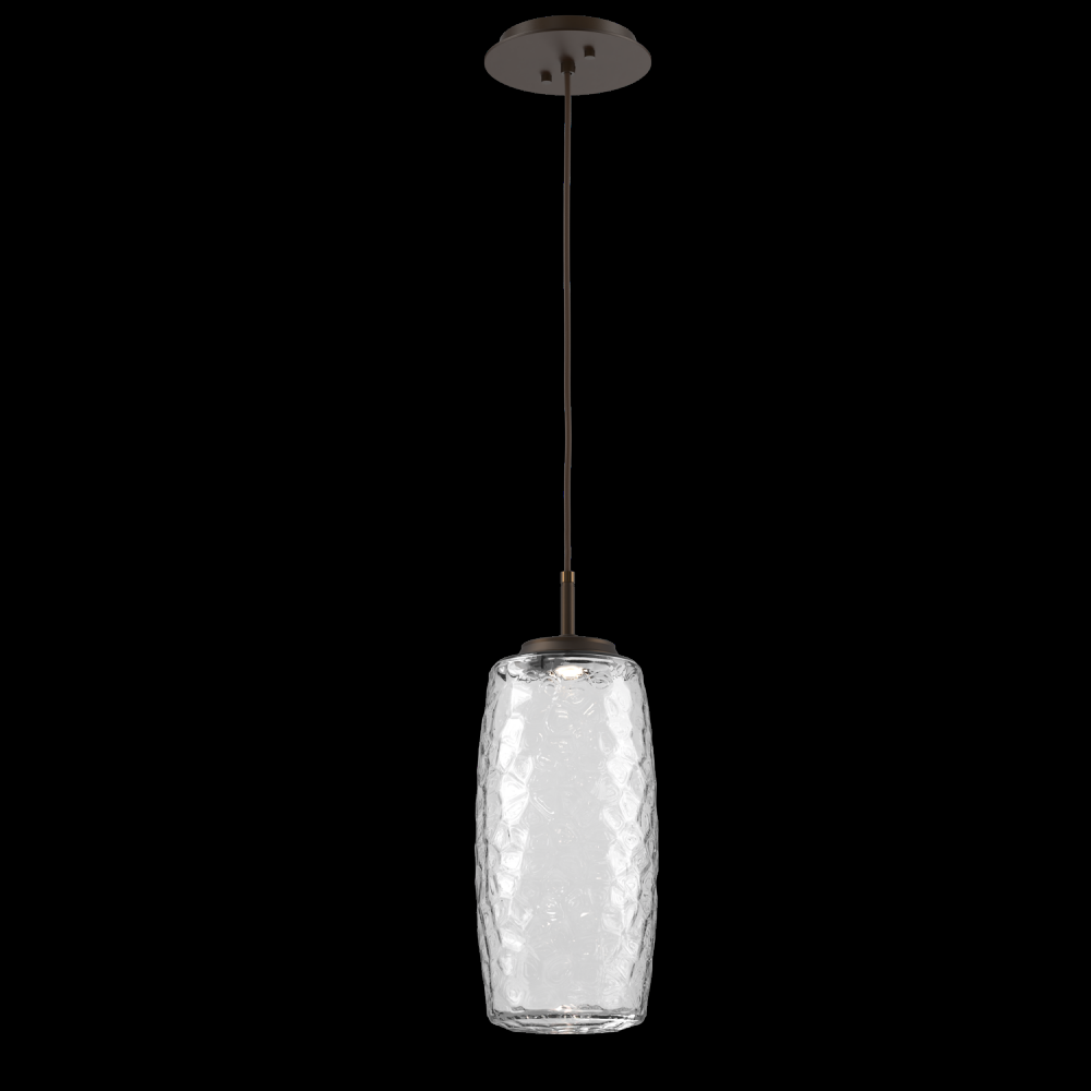 Vessel Pendant (Large)-Flat Bronze-Clear Blown Glass-Cloth Braided Cord-LED 2700K