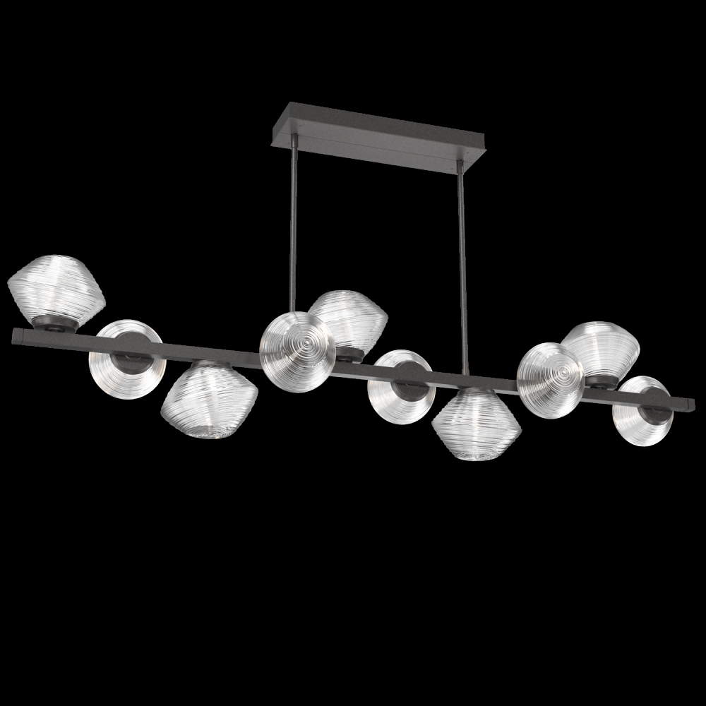 Mesa 10pc Twisted Branch-Graphite-Clear Blown Glass-Threaded Rod Suspension-LED 3000K