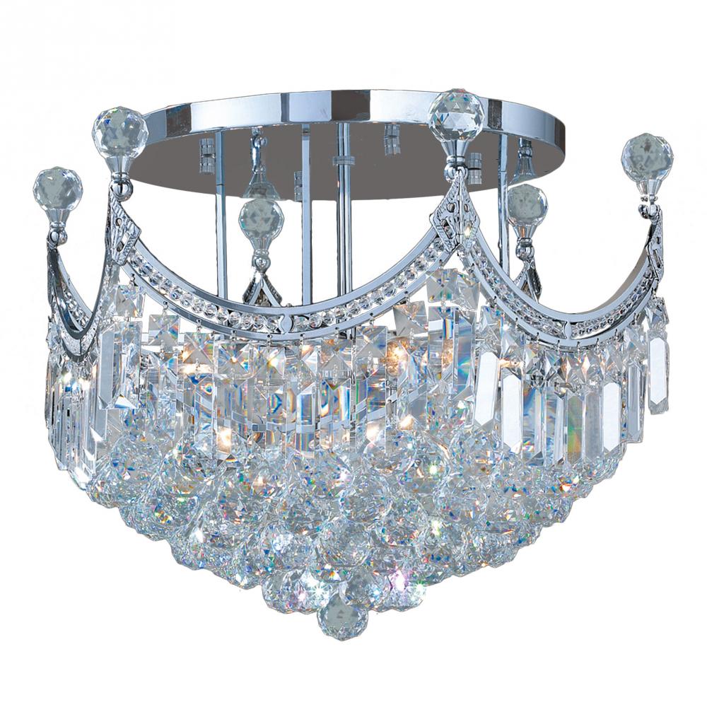 Empire 9-Light Chrome Finish and Clear Crystal Flush Mount Ceiling Light 20 in. Dia x 16 in. H Round